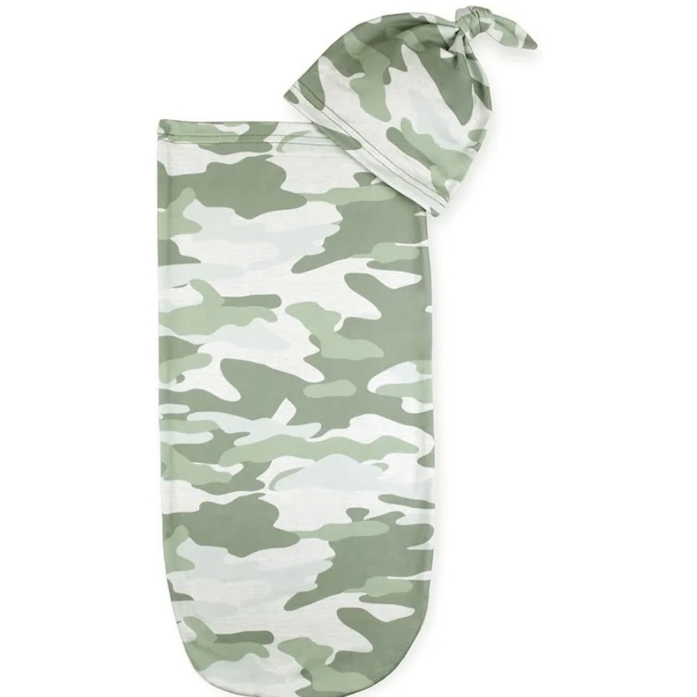 Camouflage Baby Swaddle and Hat Set